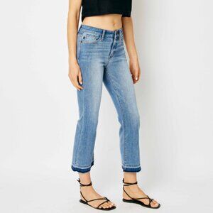 Judy Blue Mid Rise Release Hem Cropped Bootcut